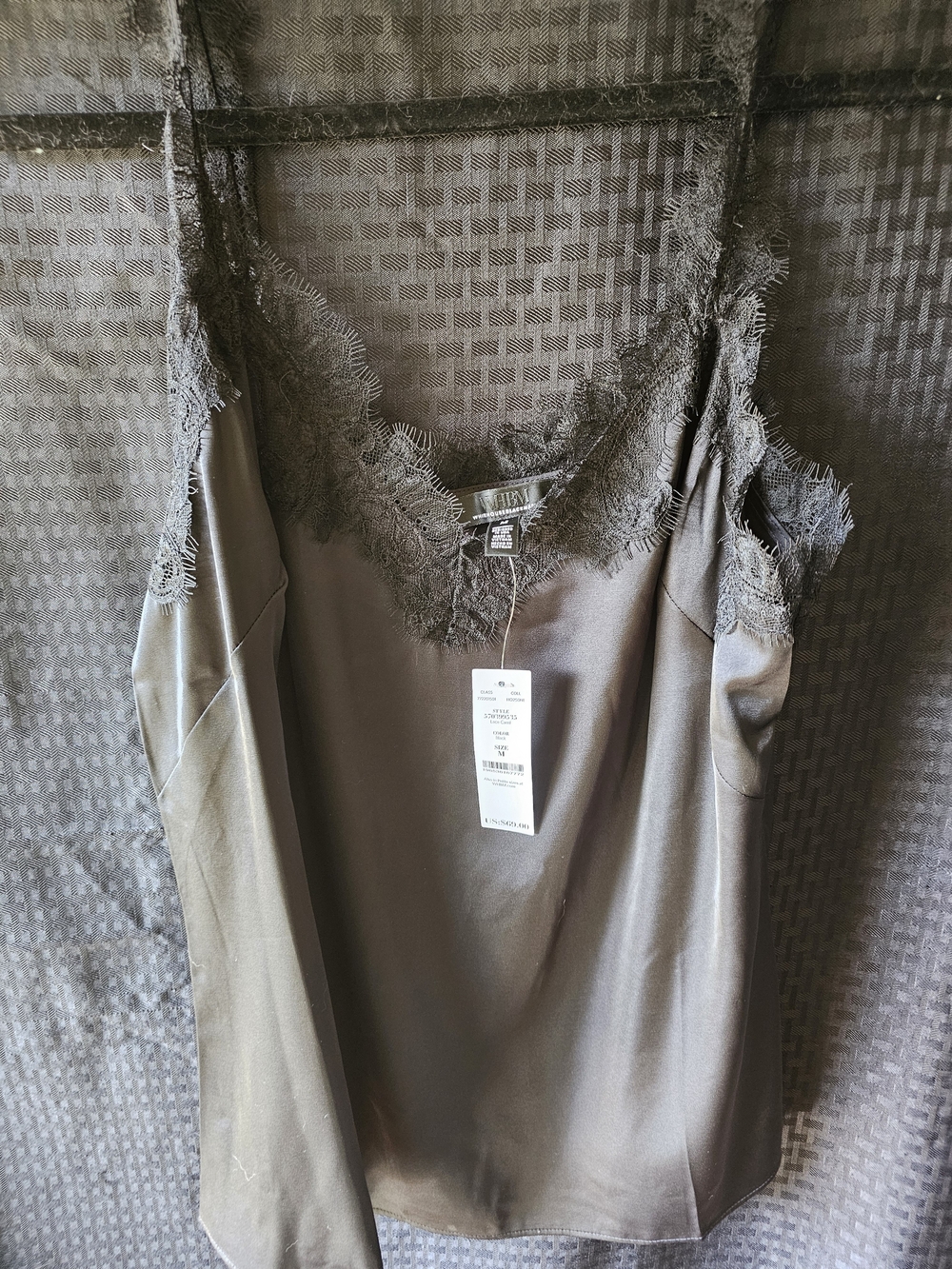 White House Black Market Black Satin Lace Trim Cami